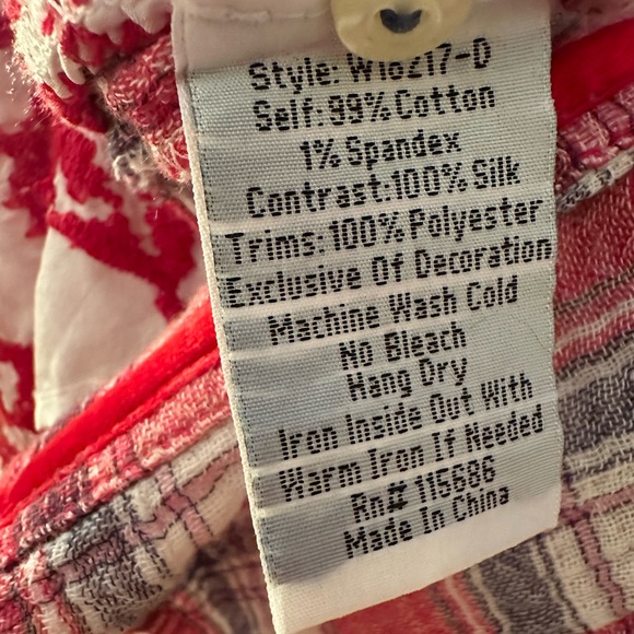 Johnny Was Misha Embroidered Flannel Plaid Shirt red blue S - Picture 7 of 8